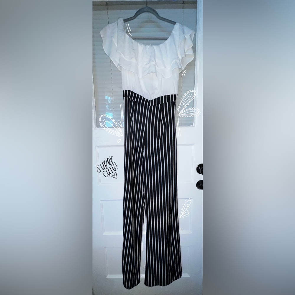 FASHION NOVA White/Black Jumpsuit
